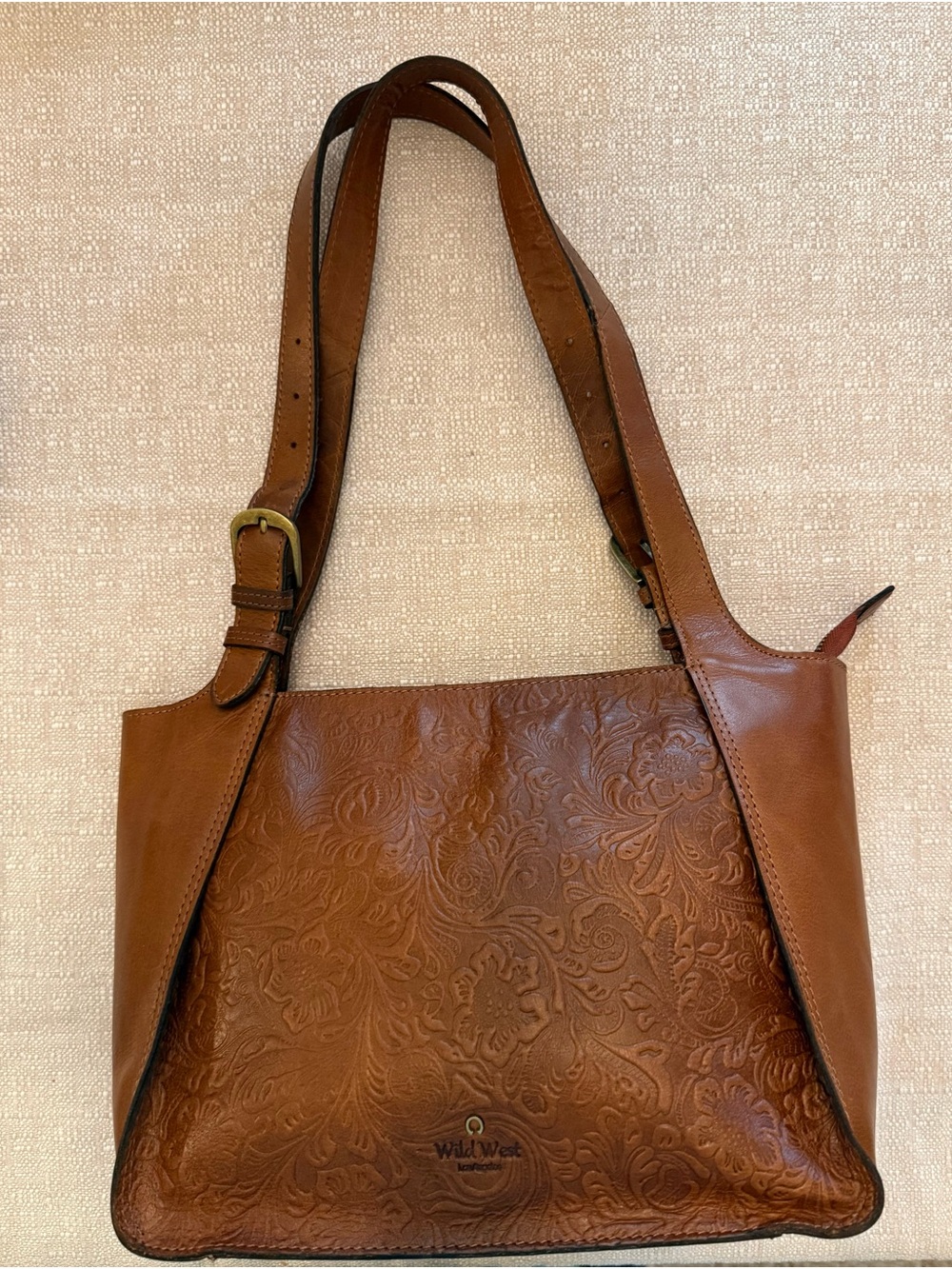 Wild West Freya Embossed Leather Shoulder Bag in Brown - Picture 2 of 6